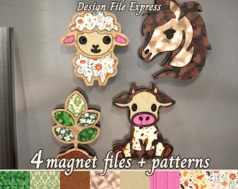 Farm Animals Magnet SVG: Horse, Sheep, Cow Laser Cut Files (Digital Download)