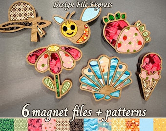 Summer Magnet SVG Bundle: Laser Cut Fridge Magnets (Digital Download)