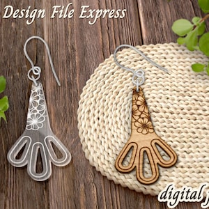 Floral Earring SVG: Laser Cut Flower Template (PDF, SVG)