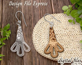 Floral Earring SVG: Laser Cut Flower Template (PDF, SVG)
