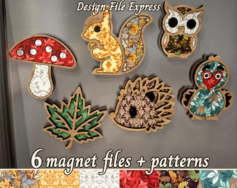 Autumn Animals Magnet SVG: Squirrel, Owl, Hedgehog, Turkey (Digital Download)