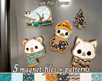 Winter Animals Magnet SVG Collection: Laser Cut Files (Digital Download)