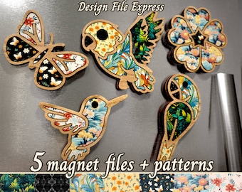 Tropical Magnet SVG Files: Parrot, Butterfly, Hummingbird (Digital Download)