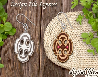 Boho croix boucle d'oreille SVG : modèle découpé au laser (téléchargement numérique)