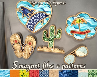 Summer Magnets SVG File: Laser Cut Fridge Magnets (Digital Download)