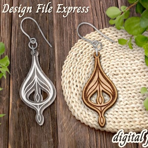 Boho Teardrop Earring SVG Laser Cut File, Dangle Earrings Vector, Cuttable Earrings Design, Stylish Earrings Digital Download