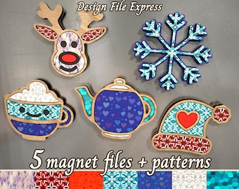 Winter Magnets SVG Collection, Laser Cut Files (Digital Download)