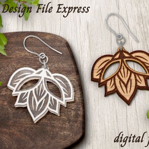 Laser Engraved Leaf Earring SVG: Wood Earring Template (Digital Download)