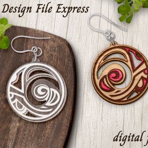 Boho Earring SVG, Circle Wood Earring SVG, Round Laser Cut Earrings, Boho Earring Template SVG, Glowforge Earring