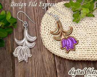 Flower Earring SVG: Upside Down Floral Laser Cut Template (Digital Files)