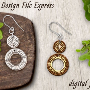 Hoop 2 Part Earring SVG, Hoop Wood Earring SVG, Round Laser Cut Earrings, Circle Earring Template SVG, Glowforge Earring, Laser Engrave File