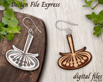 Floral Earring SVG: Upside Down Flower Laser Cut Template (PDF)
