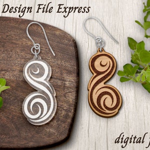 Round Swirls Earring SVG, Boho Wood Earring SVG, Abstract Laser Cut Earrings, Flowing Earring Template SVG, Glowforge Earring