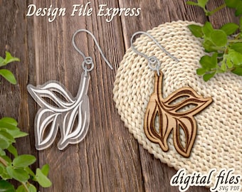 Leaf Earring SVG: Branch Laser Cut Template (PDF, SVG)