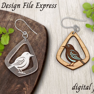 Bird Earring SVG: Laser Cut Wood Earring Template (Digital File)