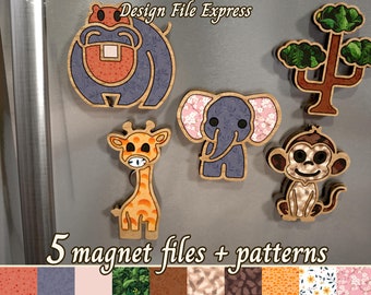 Safari Animals Magnet SVG Files: Laser Cut Fridge Magnets (Digital Download)