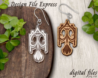 Abstract Earring SVG, Geometric Laser Cut Template (PDF, SVG)