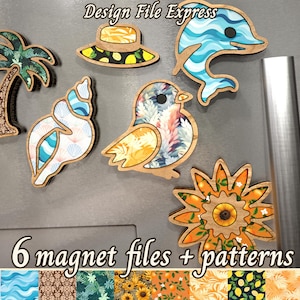 Summer III Laser Cut Magnet SVG: Sea Shell, Dolphin, Bird (Digital Download)