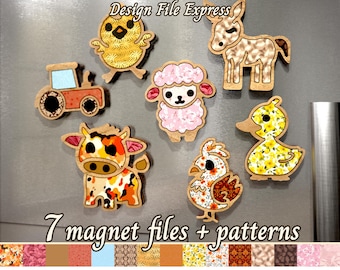 Farm Animal Magnet SVG Files: Laser Cut Fridge Magnets (Digital Download)