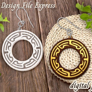 Hoop Earring SVG, Round Wood Earring SVG, Circle Laser Cut Earrings, Hoop Earring Template SVG, Glowforge Earring, Hoop Laser Engrave File