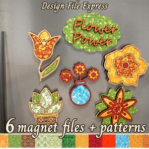 Flower Power Magnet SVG-bestanden: tulp, sappig, lasergesneden (digitale download)
