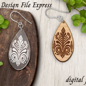 Boho Teardrop Earring SVG: Laser Cut File (Digital Download, PDF