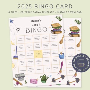 Modello digitale Canva per la scheda del bingo 2025, Bingo della manifestazione, Scheda del bingo dei buoni propositi per l'anno nuovo, Bingo degli obiettivi