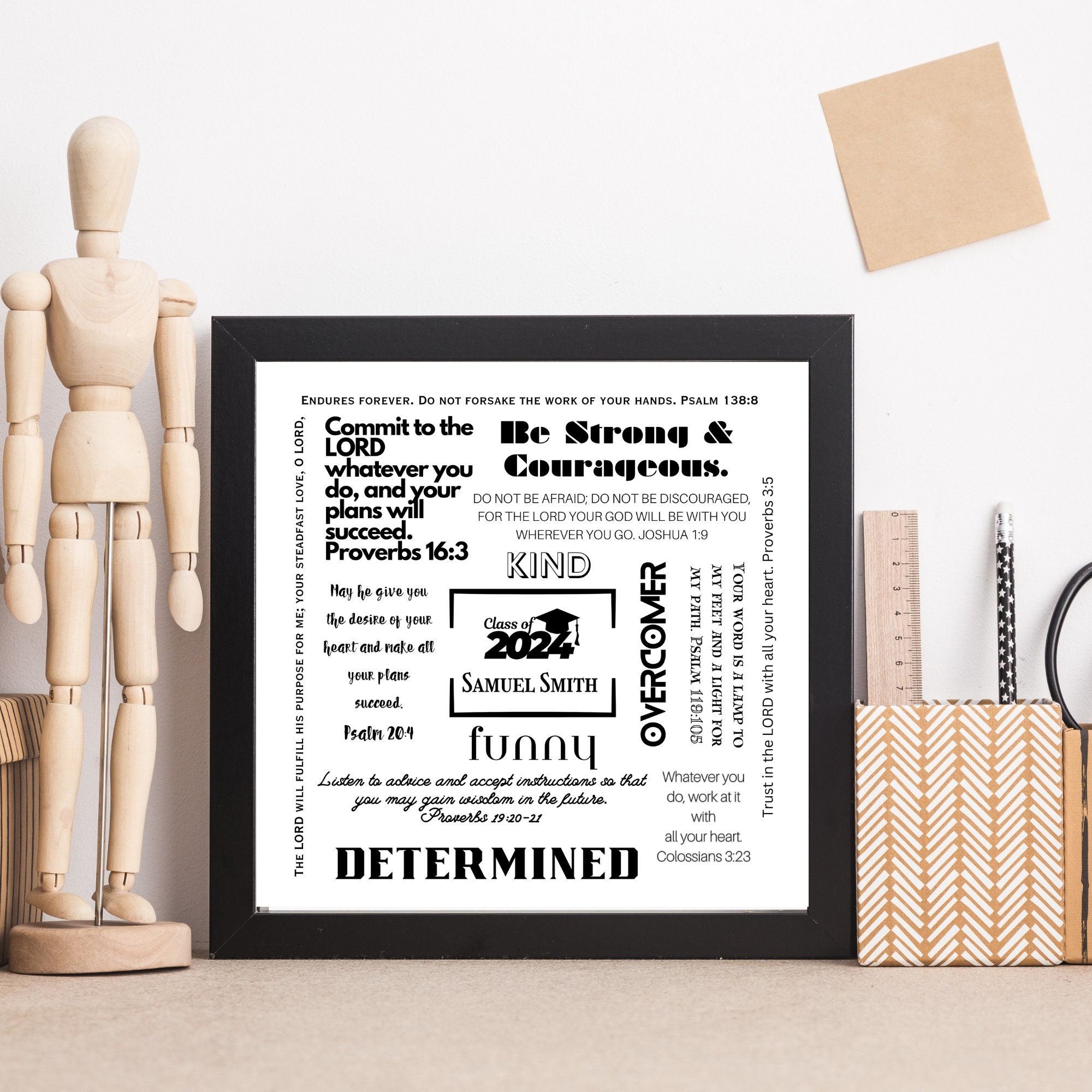 Custom Gift for Graduate, Bible Verse Print With Personalization, 13x13 ...