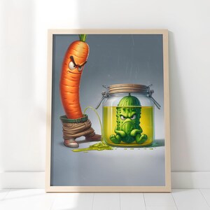 Gurke und Karotte Poster, Druck auf Premium Posterpapier, Gurke und Karotte-Poster, Humor, Melancholie