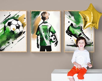 Set of 3 Personalized Football Posters, Football Art, Football Print, Gifts for Young Football Players, Football Room Decor, Football Print