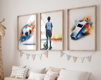 Set of 3 Personalized Football Posters, Football Art, Football Print, Gifts for Young Football Players, Football Room Decor, Football Print