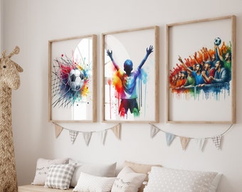 Personalized Football Poster, Football fans, Colorful watercolor, Gifts for young football players, Football room decor, Football print