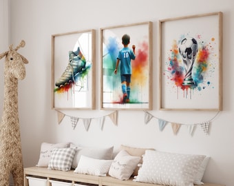 Personalized Football Poster, Football fans, Colorful watercolor, Gifts for young football players, Football room decor, Football print