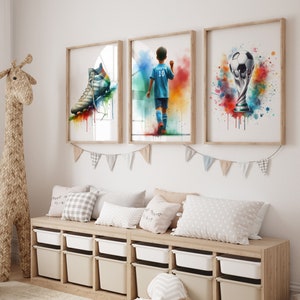 Personalized Football Poster, Football fans, Colorful watercolor, Gifts for young football players, Football room decor, Football print
