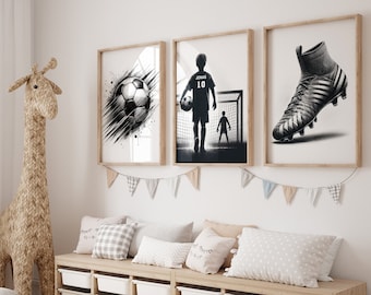 Set of 3 Personalized Football Posters, Football Art, Football Print, Gifts for Young Football Players, Football Room Decor, Football Print