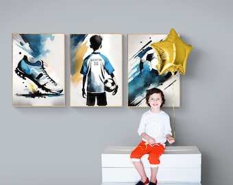 Set of 3 Personalized Soccer Posters, Soccer Art, Soccer Print, Gifts for Boy Soccer Players, Soccer Room Decor, Soccer Print