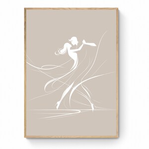 Minimalistiskt tryck "Dancing Harmony" dansposter, present, tryck med två dansare, konsttryck, väggkonst
