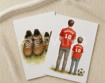 Football Dad & Son Poster Set of 2 | Personalized Gift for Dad | Sporty Wall Decor for the Kids' Room or Office