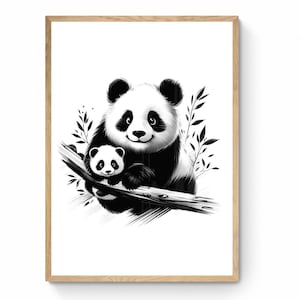 Print &quot;Panda Bear&quot;, Panda Nursery Decor, Nursery Wall Decor, Nursery Posters, Posters, Wall Pictures