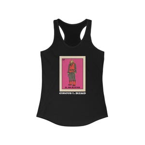 Camiseta sin mangas con espalda cruzada ideal para mujer "Blister Loteria Card" de Circus of the Dead