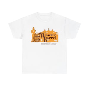 Circus of the Dead &quot;Papa Corn&#39;s Whacker Barrel&quot; (Light Colors) Heavy Cotton Tee, Vintage Circus T-Shirt, Fun Carnival Shirt, Gift for Clowns