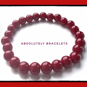 Solid  Red Stretch Bracelet, Solid Red Elastic Bracelet, Red Beaded Bracelet, Red Bracelet, Boho Bracelet, 8mm Beaded Bracelet,