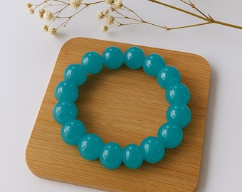 10mm Aqua Jade Beaded Stretch Bracelet