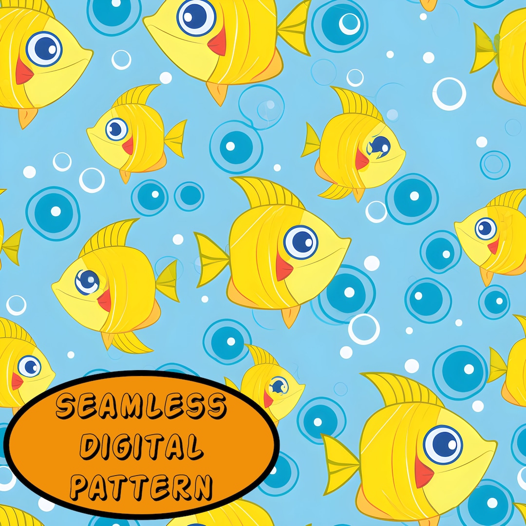 Digital Fish Pattern Seamless Digital Pattern File, Fun Fish Design, Download Image, High ...