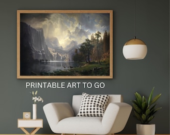 Albert Bierstadt Pintura de Sierra Nevada: Arte paisajístico de alta resolución (Descarga digital)