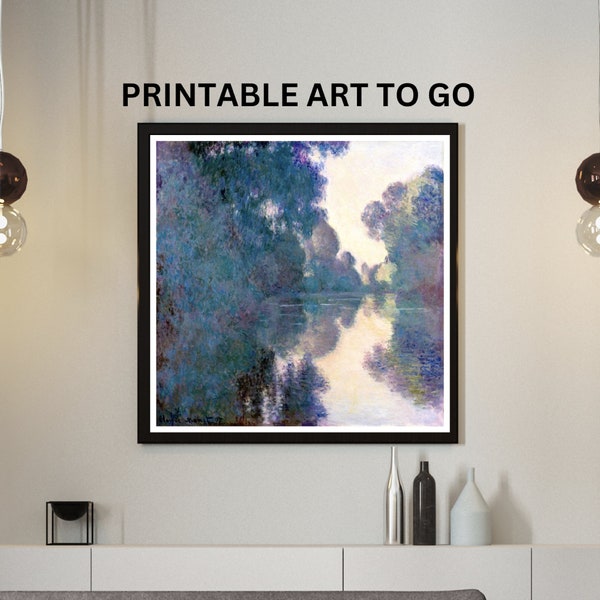 Printable French Landscape: Claude Monet's "Morning on the River Seine Near Giverny" (1897), Instant Download, Print on paper or canvas.Prin