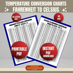 Printable Temperature Conversion Charts – Celsius to Fahrenheit & Fahrenheit to Celsius PDF