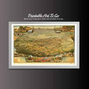 Afdrukbare antieke kaart van Phoenix - 1885| Afdrukbare muurkaart | Direct downloaden om af te drukken en in te lijsten | Historische kaarten