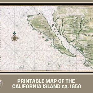 Map of California Island ca. 1650 | Downloadable and Printable Wall Map | US History Maps | California History