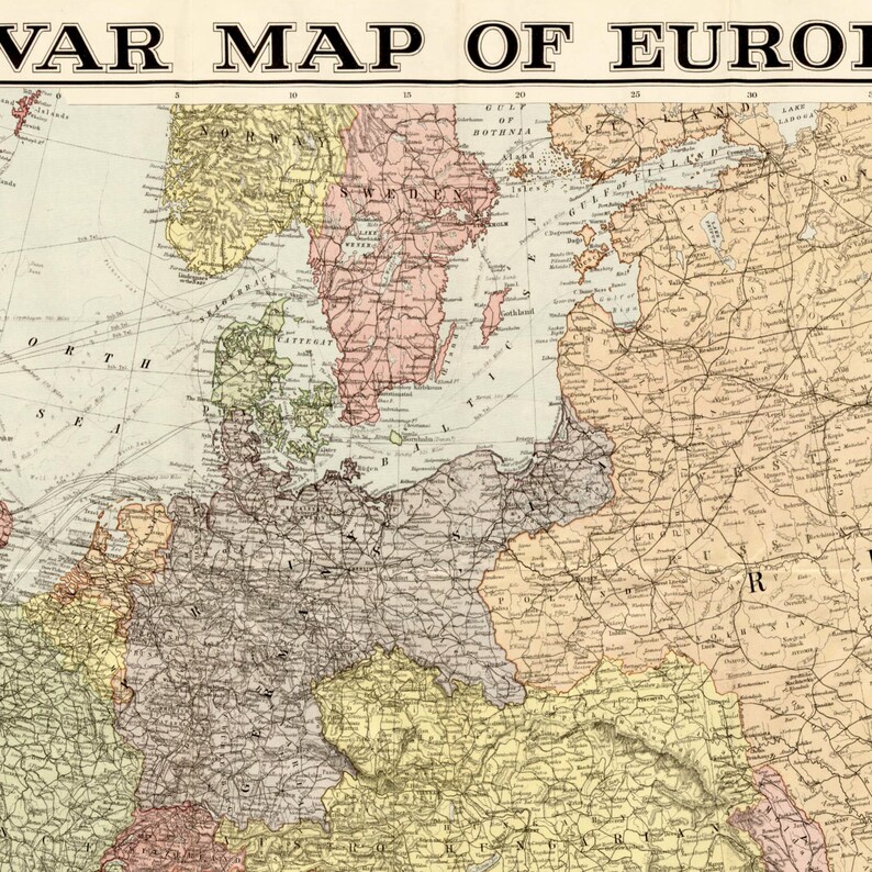 Printable War Map of Europe 1914-1916 | Old War Maps | World War I Maps ...